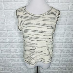 SPLENDID Knit Tank Ivory Black Sleeveless Size Small